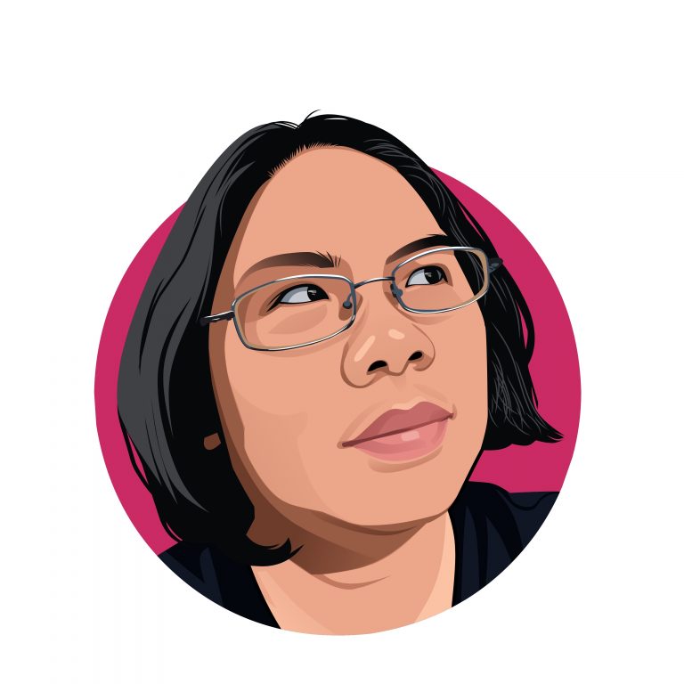 A headshot of A. M. Lau, drawn in animation style.