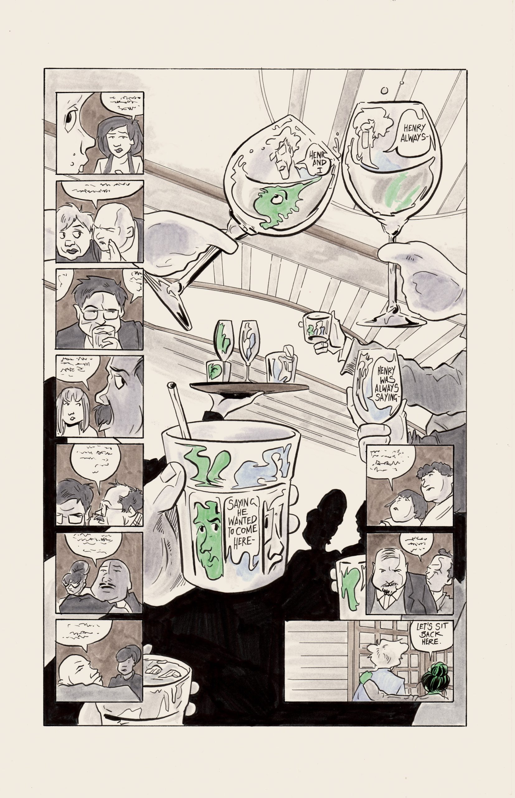 Page from The Ex-Wives of Frankenstein, written and drawn by Richard Fairgray.