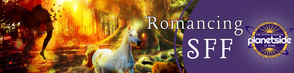 Series banner for Romancing SFF with Planetside logo
