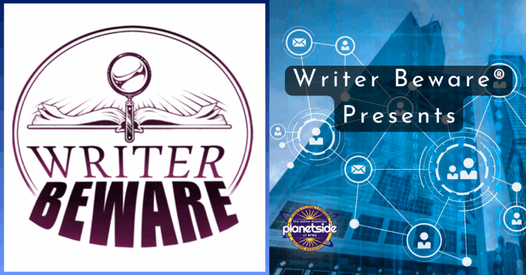 Featured image for the Writer Beware Presents series with WB and Planetside logos